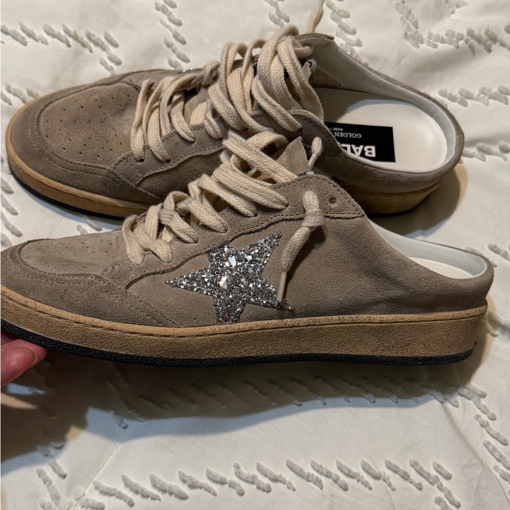 Golden Goose Suede Sabot Ballstars Sneakers with Glitter Silver Star - Picture 8 of 9